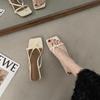 Flip-flops Women's Outer Wear 2025 Half-toe Sandals Medium Heel Thick Heel Cool Slippers Square Head High Heel Slippers