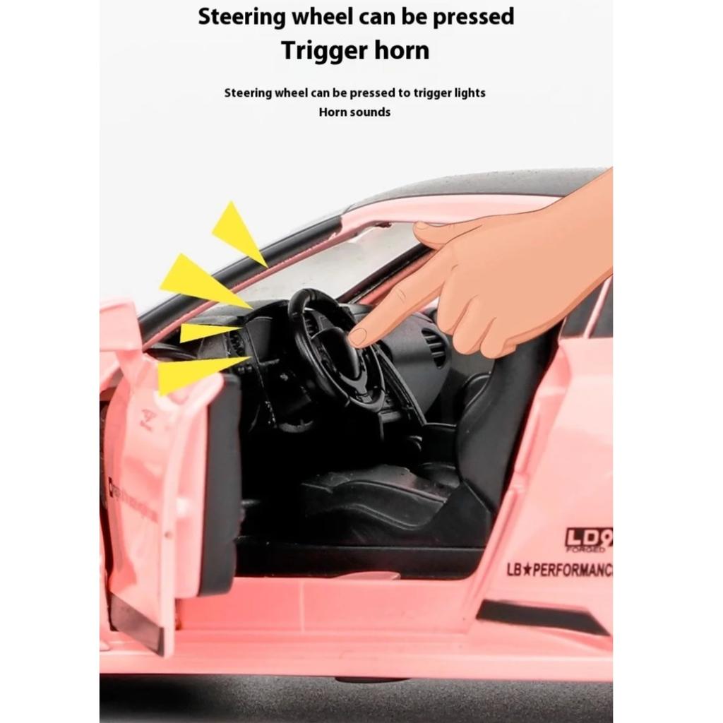 1/32 Scale Skyline Nissan GTR-CSR2 Alloy Sports Car Diecast Metal Model Sound & Light Toy Collect Display Ornament Gift for Boys