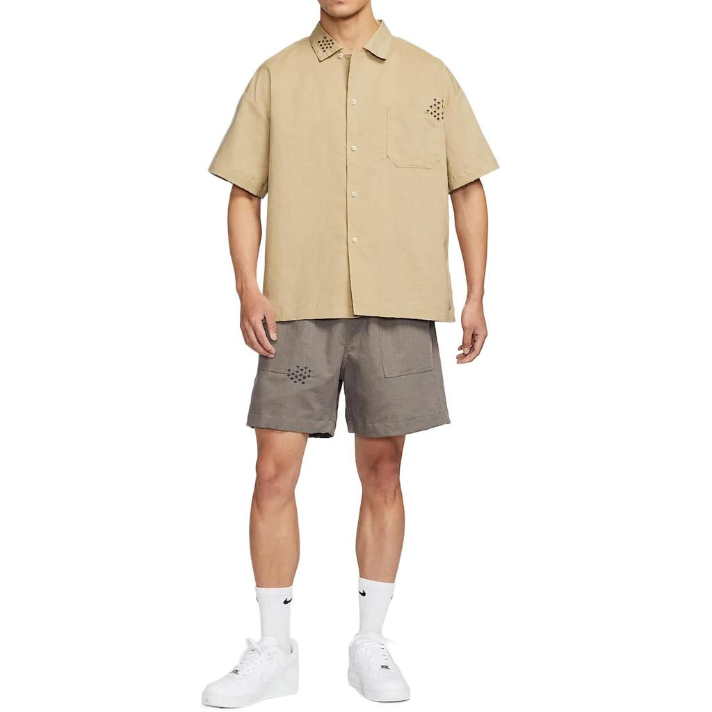 Men's Nike Swoosh Shirts Men's Khaki Lapel Moderate