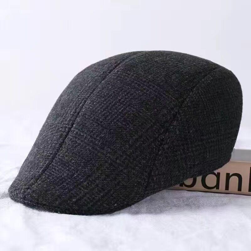 Middle-Aged And Elderly Woolen Baseball Cap Men'S Winter Casual Thickened Warm Cotton Hat Outdoor Riding Cap