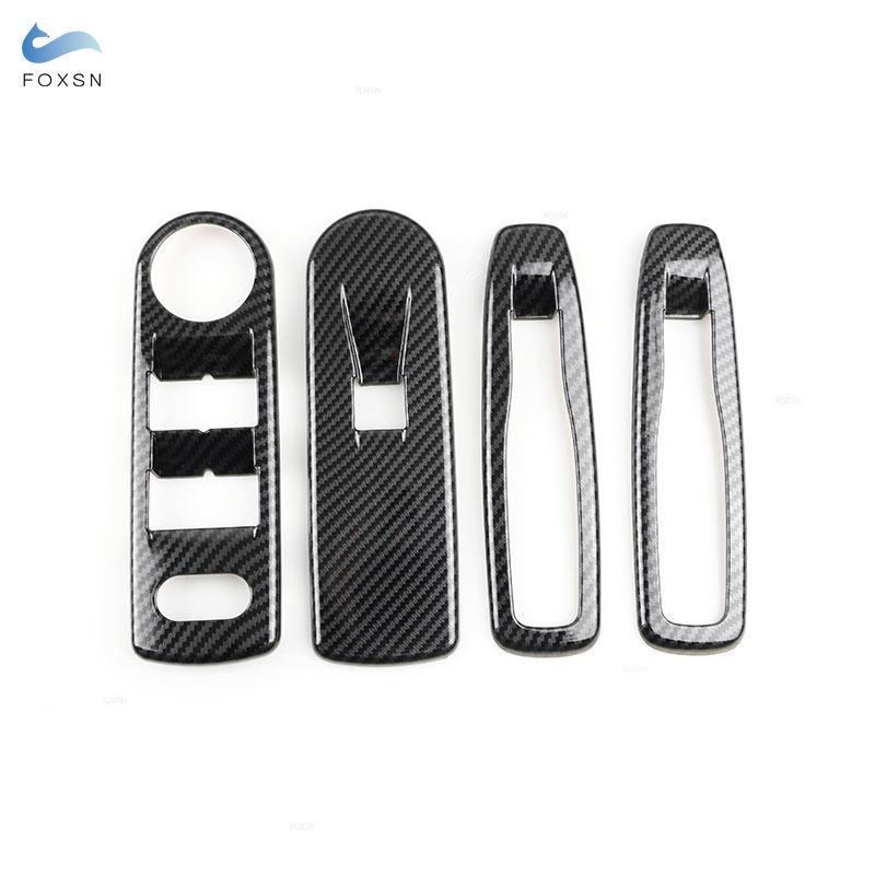 For Renault Clio 4 Clio4 2013-2016 LHD Carbon Fiber Texture Car Styling Door Armrest Panel Window Switch Button Frame Cover Trim