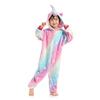 Kids Fashion Lovely Home Casual Sleepwear Rainbow Unicorn Kigurumi Animal Cosplay Costume with Gloves and Slipper