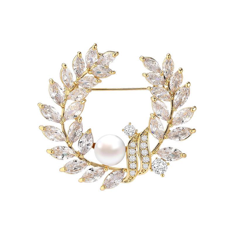 Small Niche Design High-end Brooch Olive Branch Temperament Brooch Fashionable Coat Accessories