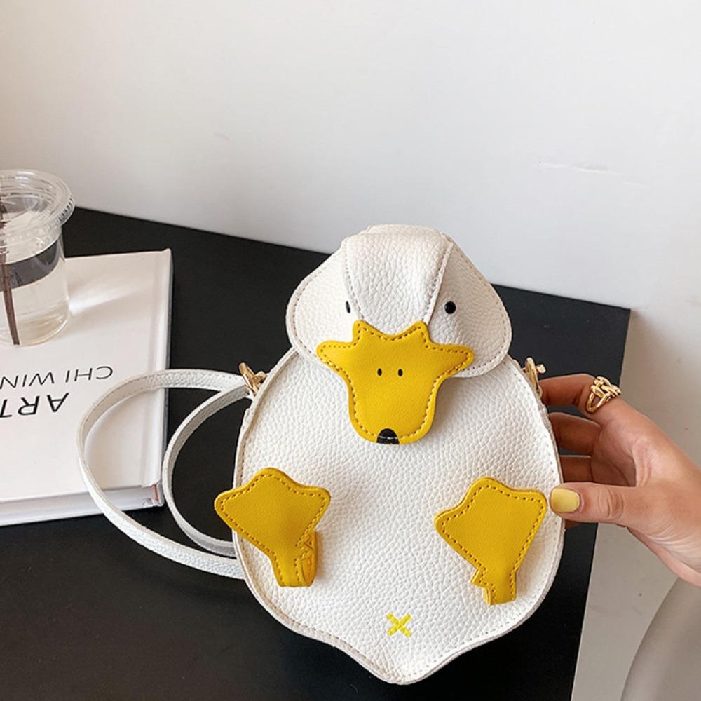 Contrast Color Cartoon Duck Bag PU Leather Crossbody Bag Fashion Duck Shape Bag  Girls