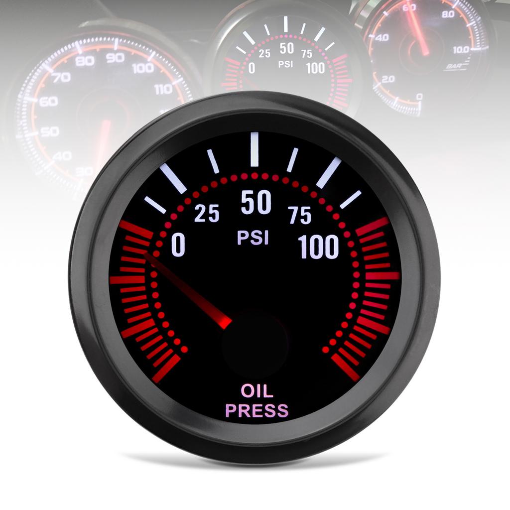Universal 52mm 12V Car Oil Pressure Gauge Oil Press Meter 0 - 100 PSI for Car / Boat / Truck / ATV with Oil Pressure Sensor
