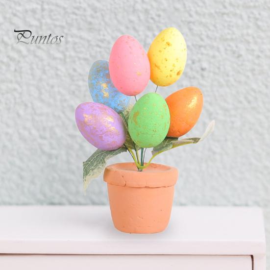 Пасхальное яйцо бонсай красочные имитация пасхального яйца растение в горшке DIY пенопластовые яйца кролика для украшения дома вечерние