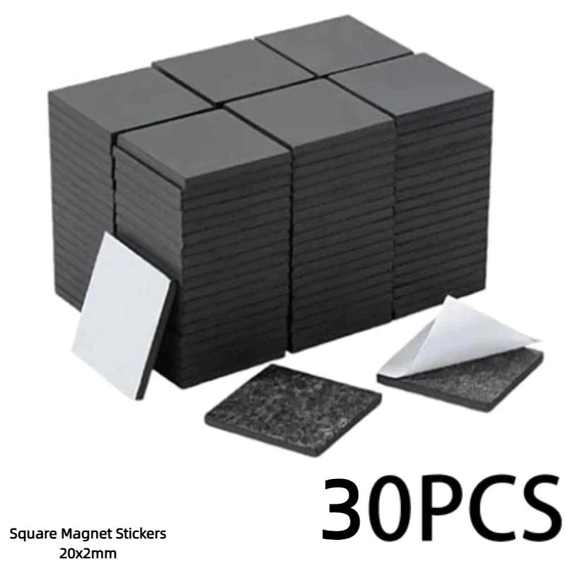 Self Adhesive Rubber Magnets 30/60 PCS Square Round Strong Magnetic for Business Card Making Exhibition Display Use