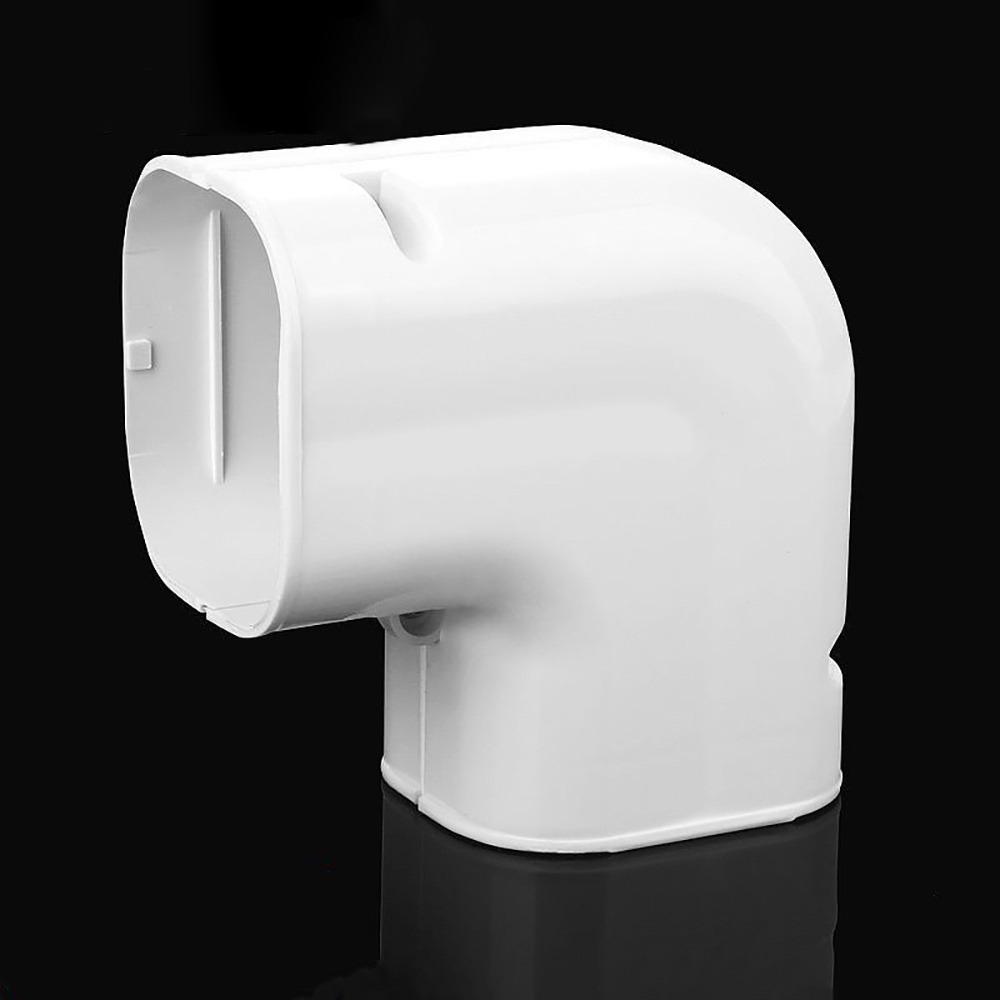 75*65mm Air Cond Lineset Cover System White PVC Coupling End Cap Cover Flat Elbow Weather Resistance Wall Cap Connection Lines