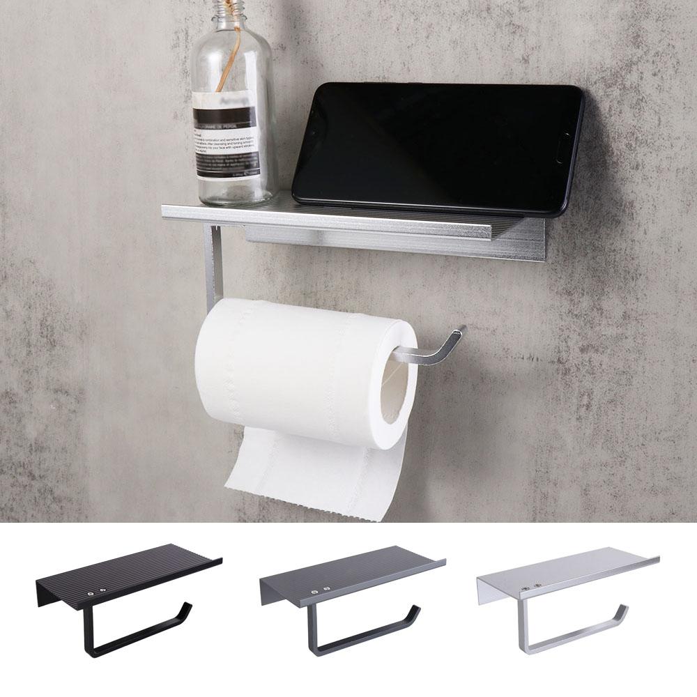 Самоклеящийся держатель для рулона салфеток, алюминиевая стойка для хранения телефона, держатель для туалетной бумаги, ванная комната