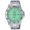 Casio 50M Водонепроницаемые Кварцевые Мужские Часы из Нержавеющей Стали Зеленый Циферблат MTP-VD01D-3E1V