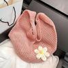 Women's Casual Hollow Out Wicker Woven Ladies Handmade Totes Bag Large Capacity Summer Beach Floral Decor Female's Shoulder Bag