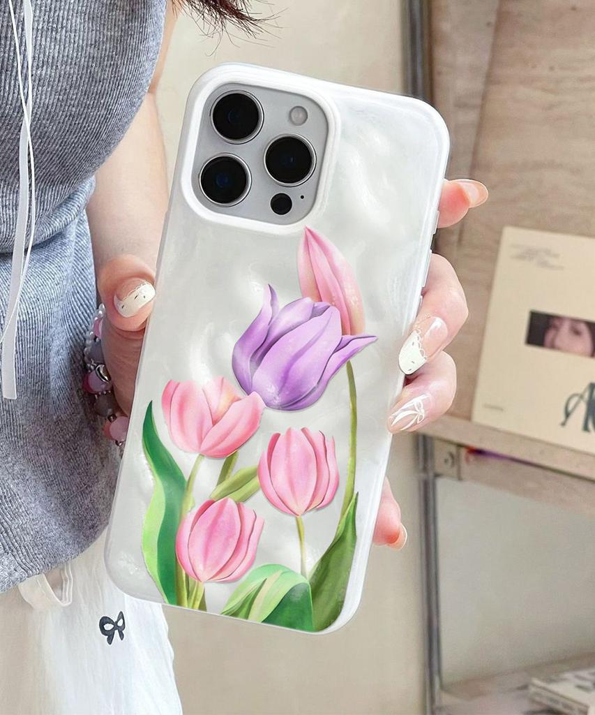 Красные Цветы ТПУ Чехол для Телефона Для iPhone Air 17 Pro 16 15 Pro Max 14 13 12 Pro 11 Ударопрочный Мягкий Силикон Прозрачная Крышка