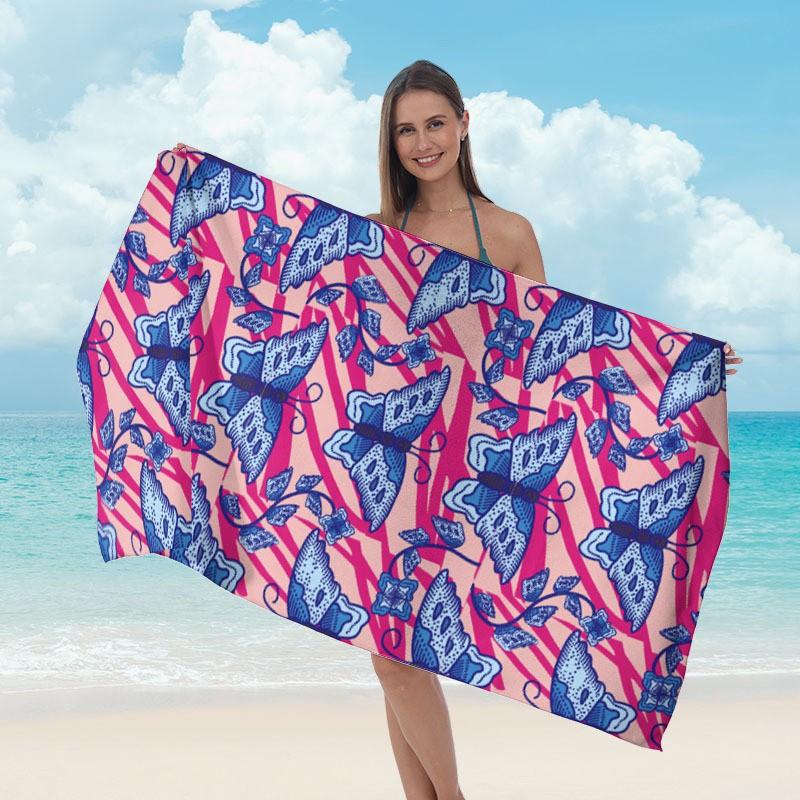 Custom Printed Microfiber Beach Towel Quick Dry Sports Swimming Pool Outdoor Travel Yoga Gym Sun Protection Double Sided Plush Bath