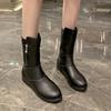 Women's Tall Boots Black PU Female Shoes Mid Boots Non-Slip Autumn Winter Shoes Comfortable Plus Size 42 Zapatos Mujer