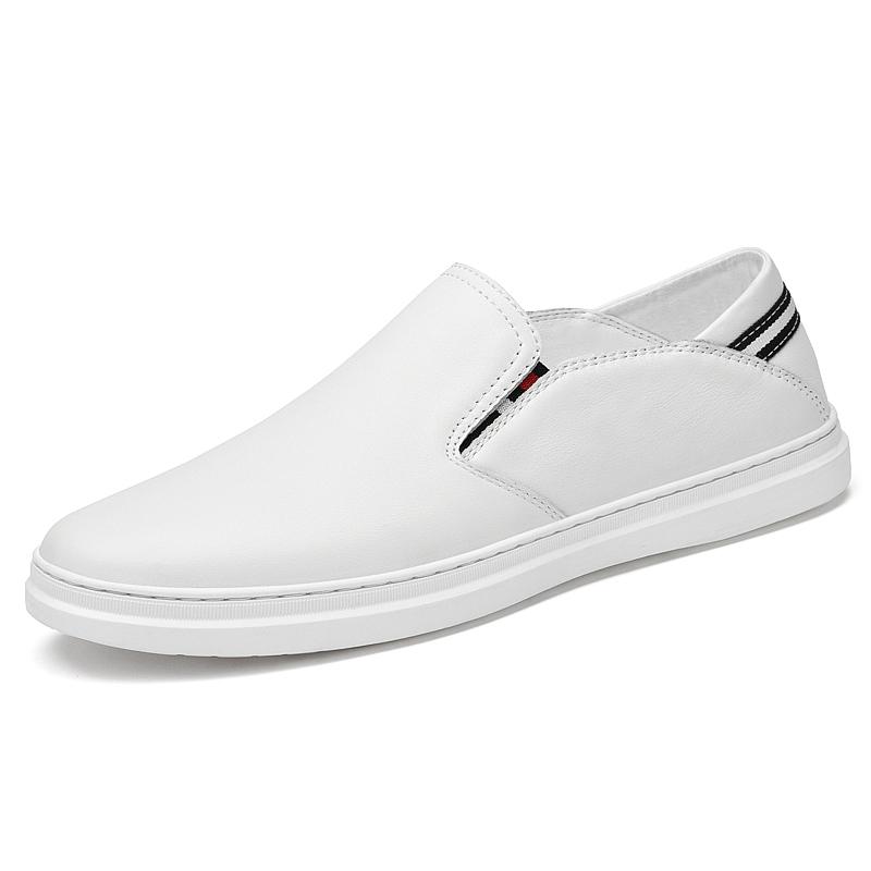 Lightweight Summer Men Casual Shoes Genuine Leather Male Luxury White Sneakers Brand Slip-on Men Loafers Breathable Men's Shoes