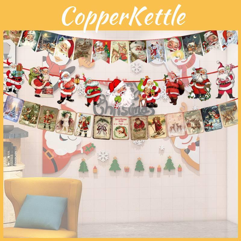 Баннер для рождественской вечеринки с Санта-Клаусом, снеговиком и оленем, декоративный баннер с алфавитом для праздничного декора