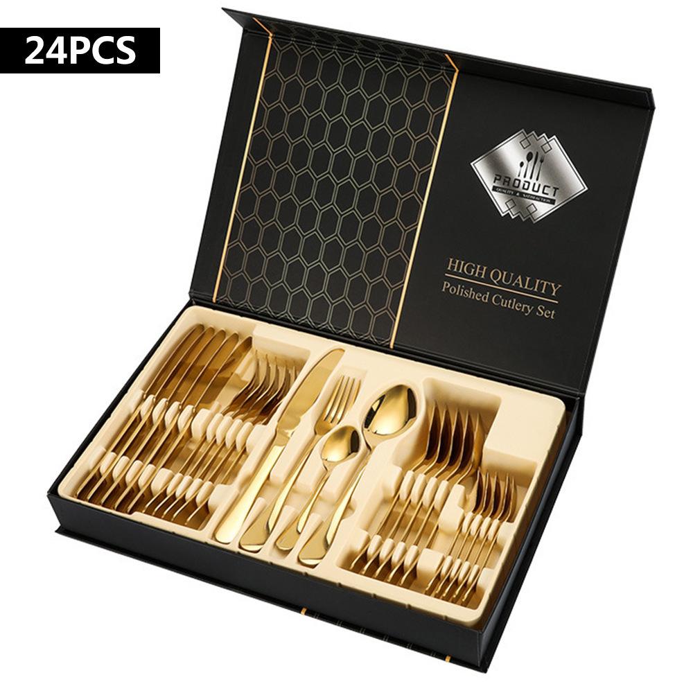 Tableware Set Stainless Steel Tableware 24-piece Knife, Fork and Spoon Gift Box Set Kitchen Tableware Set