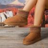 Women Boots Fashion Short Plush Warm Snow Boots Women Winter Faux Fur Flat Ankle Boots Comfortable Slip On Cotton Padded Shoes