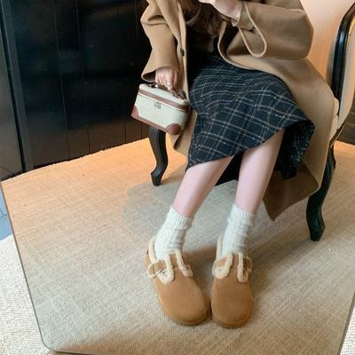 Версия из коровьей кожи хлопковые туфли ремень с пряжкой теплые женские осенне-зимние бархатные хлопковые туфли пушистые туфли