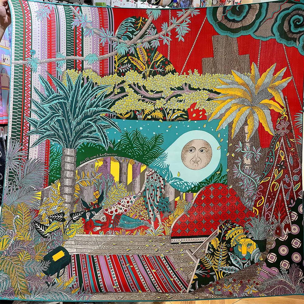 130cm Winter Scarf Women Keep Warm Imitation Silk Cashmere Square Scarf Shawl Luxury Jungle Scarves Wraps Pashmina Hijab Bandana