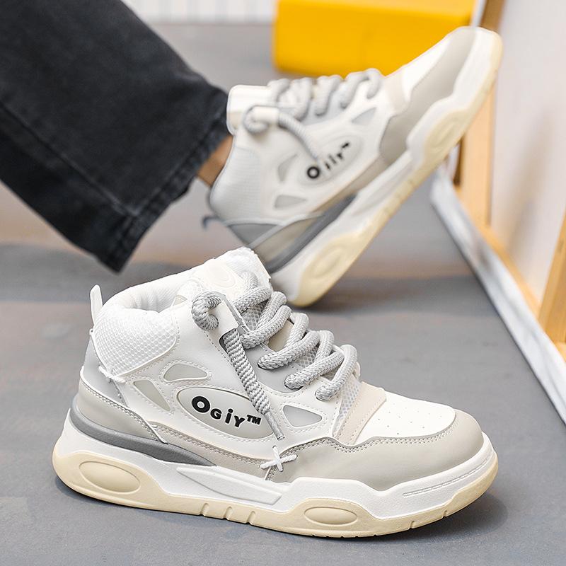 New Winter Platform Skateboarding Shoes Man Fashion High Top Casual Leather Sneakers Men Streetwear Blue Men's Skateboard Shoes