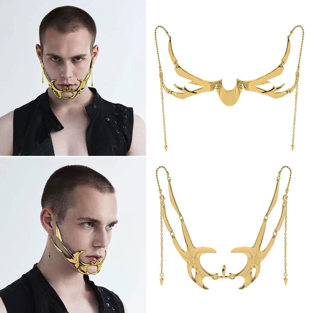 Нерегулярная металлическая маска, полая маска для лица, механический инопланетянин, аксессуары для жидкого лица, украшения для Хэллоуина, маскарадной вечеринки