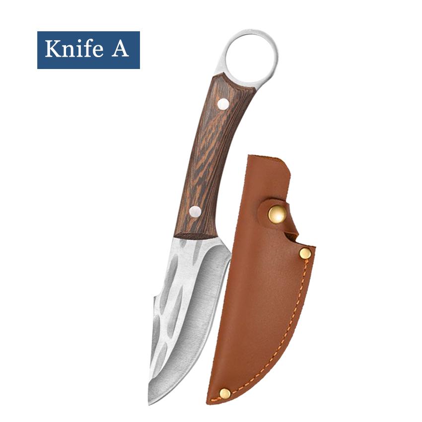 Hand Forged Meat Cleaver Slicing Kitchen Boning Knife Stainless Steel Professional Kitchen Chef Butcher Knife with Cover Cooking