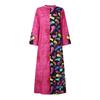 Oversized Women Long Sleeve Print Patchwork Casual Loose Maxi Kaftan Dress