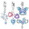 Copper Butterfly Leaf Charms Inlaid Zircon Pendants Beads Fit Original Bracelet Jewelry Diy Marking Gift