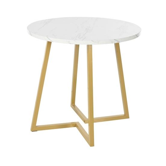 Small Dining Table Round Table Kitchen Unique Metal Frame Dinner in Modern Marble Pattern Suitable for Room Living Room