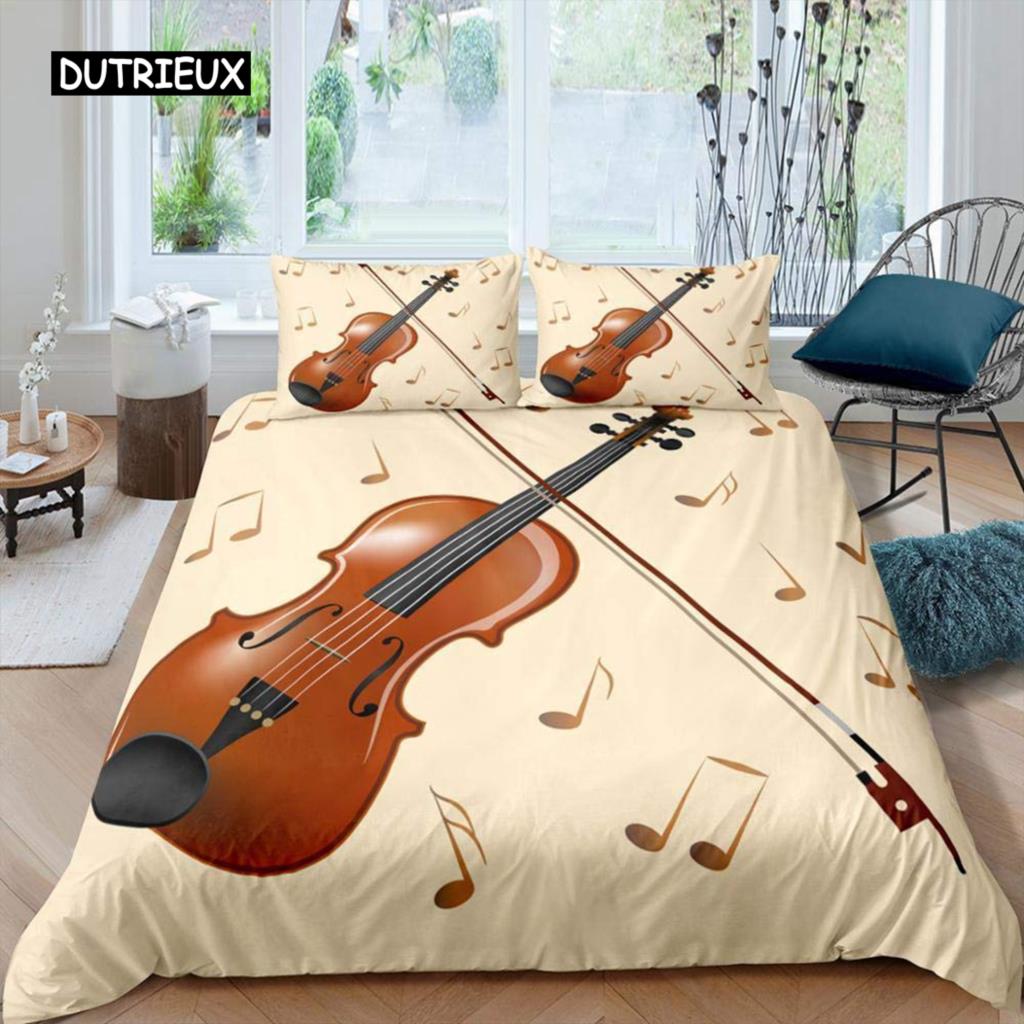 Пододеяльник со скрипкой, комплект постельного белья с классической музыкальной тематикой, одеяло с узором «тай-дай» для подростков и взрослых, пододеяльник из микрофибры для королевского одеяла