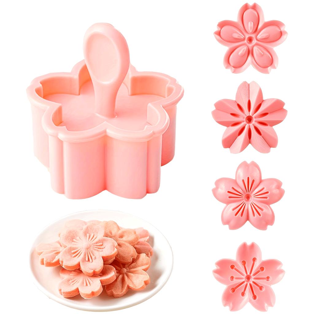 5pcs/Set Cherry Blossom Cookie Baking Set 4 Styles Flower Shaped Hand Press Pastry Mold Cookie Chocolate Pastry Mold Pink Flower Shaped Cookie Pastry