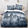 American City Landscape Duvet Cover Set Statue Of Liberty Pattern King Queen Size Comforter Cover For Teen Polyester Bedding Set