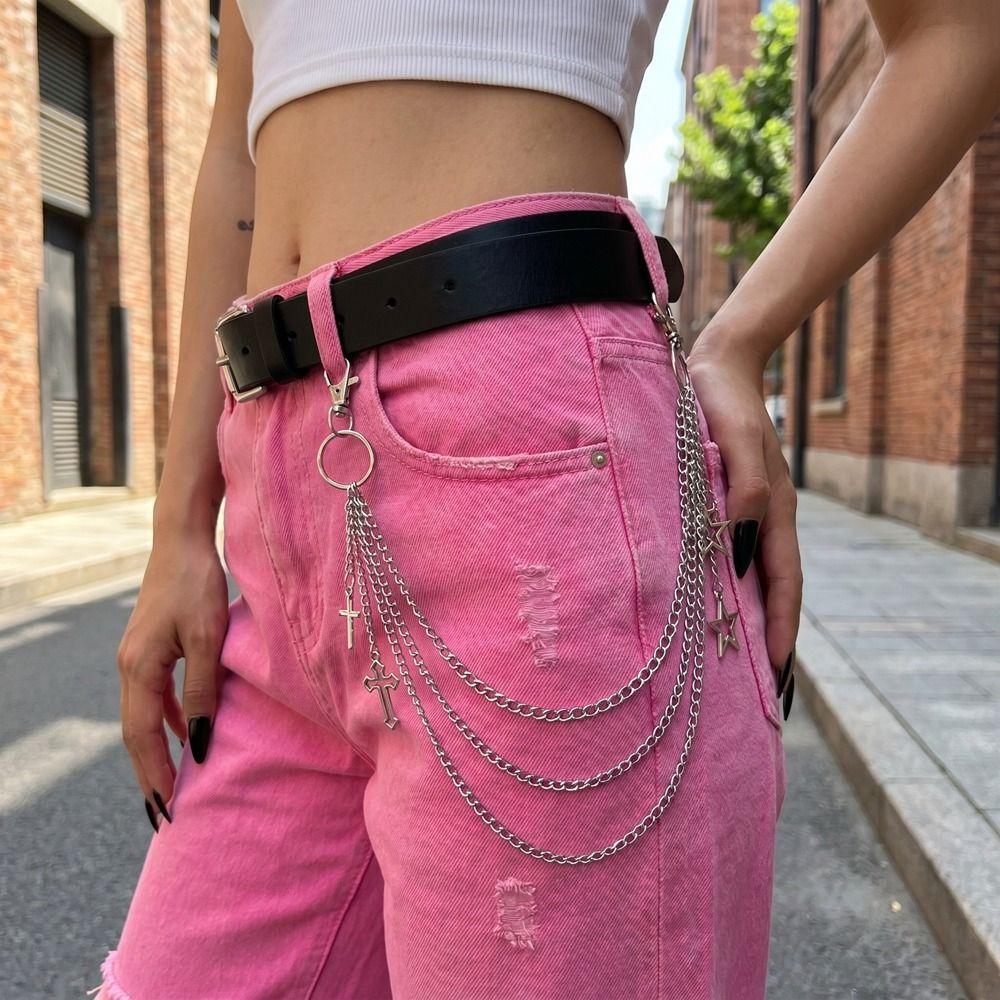 Zinc Zinc Zinc Alloy Star Pendant Pants Chain Pearl Metal Waist Chain Cool Bag Chain Male