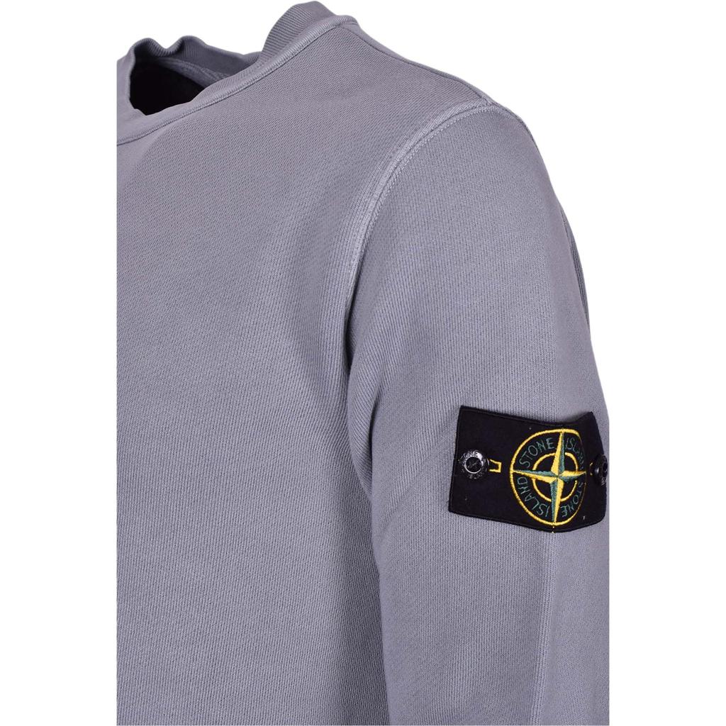 STONE ISLAND Лого Свитшот с круглым вырезом Мужской свитшот Серый 811561241-V0166