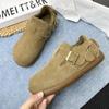 Туфли на плоской подошве женские зимние ботинки замшевые короткие плюшевые дизайнерские повседневные хлопковые туфли 2025 года тренд теплые прогулочные нескользящие зимние ботинки женские