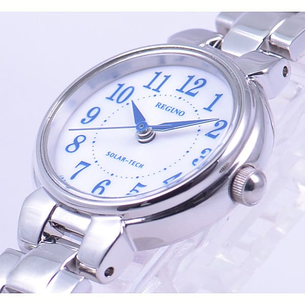 Citizen Женщины KP1-012-11 ( Часы REGUNO Solar-Tech Браслет женский) Круглые часы из серебристого нержавеющего металла