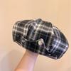 Ретро клетчатый берет женский весенний тонкий художник темперамент модель показывает лицо маленькая мода универсальная шляпа прилив