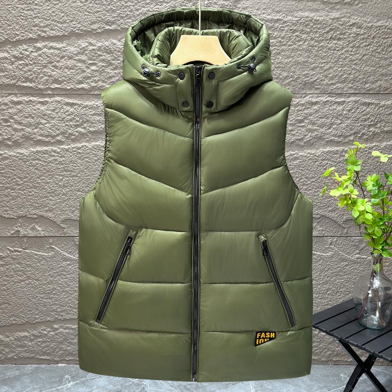 Зимние парки без рукавов для мужчин, топы с капюшоном, куртка больших размеров, повседневный толстый теплый черный жилет для мужчин, верхняя одежда