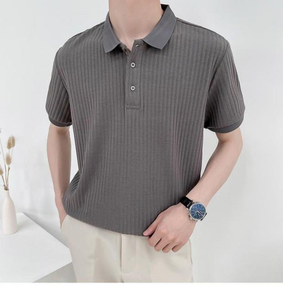 Мужская повседневная рубашка-поло в ретро-стиле: Футболка универсального кроя с короткими рукавами, однотонная, с трикотажными лацканами