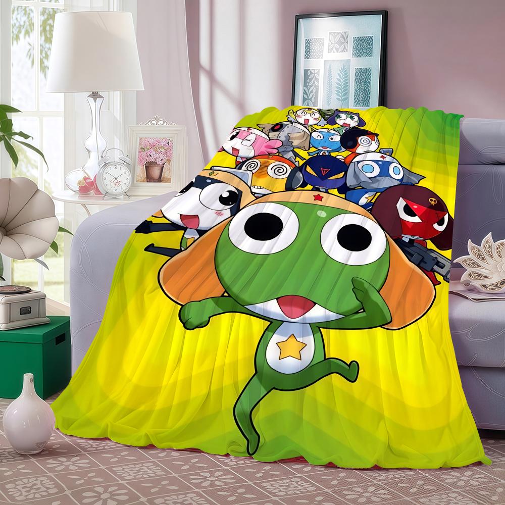 Cartoon K-Keroro Gunsou Throw Lightweight 240g Flannel Blanket Soft Skin-friendly for Summer Cooling