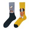1 пара зимних носков с рисунком из мультфильмов, асимметричные носки с рисунком животных, носки средней длины, носки для занятий спортом, носки для дома, эластичная обувь
