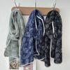 Women's Double-layer Cotton and Linen Floral Scarf Autumn and Winter Pleated Wrapped Shawl Scarf