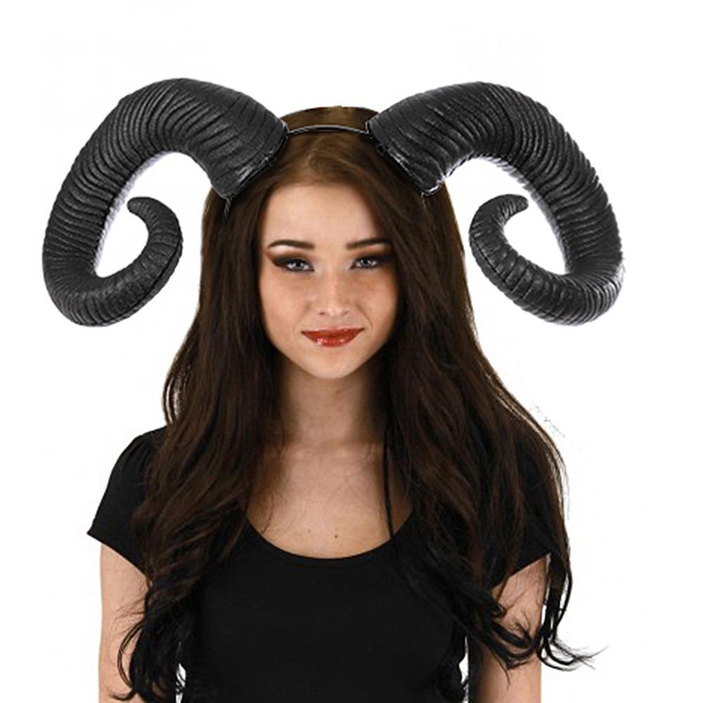 Long Halloween Ox Horn Headband Goth Gothic Cosplay Headpiece Funny Party Photo Props