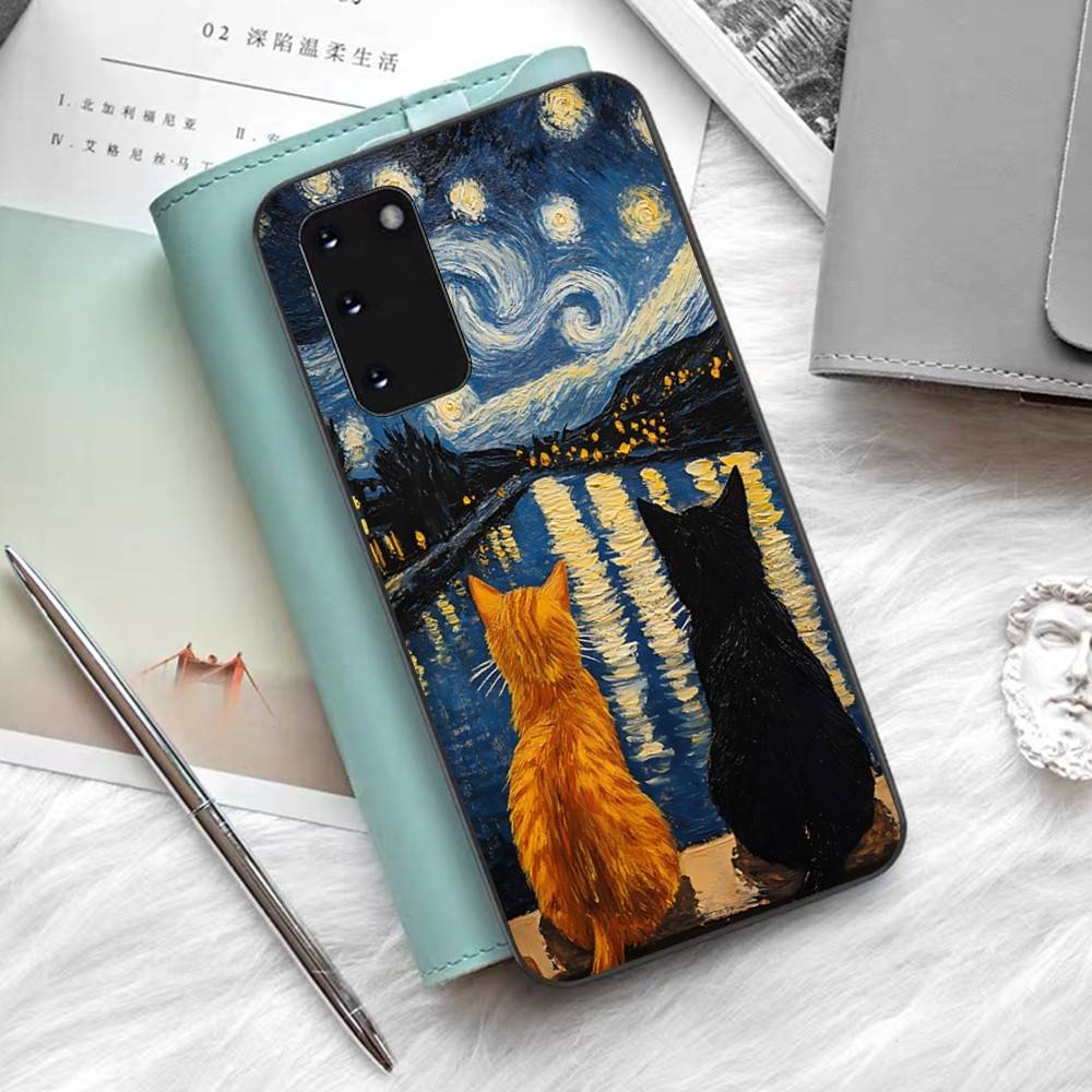 Масляная живопись Ван Гог Кот Чехол для телефона для Samsung S 24 Fe 25 Ultra Plus 20 Lite 21 30 22 23 24 22 Ultra 5G Fundas