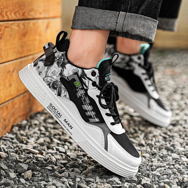 New four-season wear low-top soft sole comfortable shock-absorbing skateboard shoes leather surface casual shoes