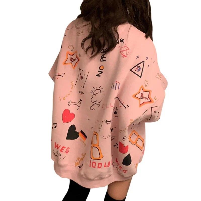 Женский свитер, тонкое пальто, свободный топ с граффити