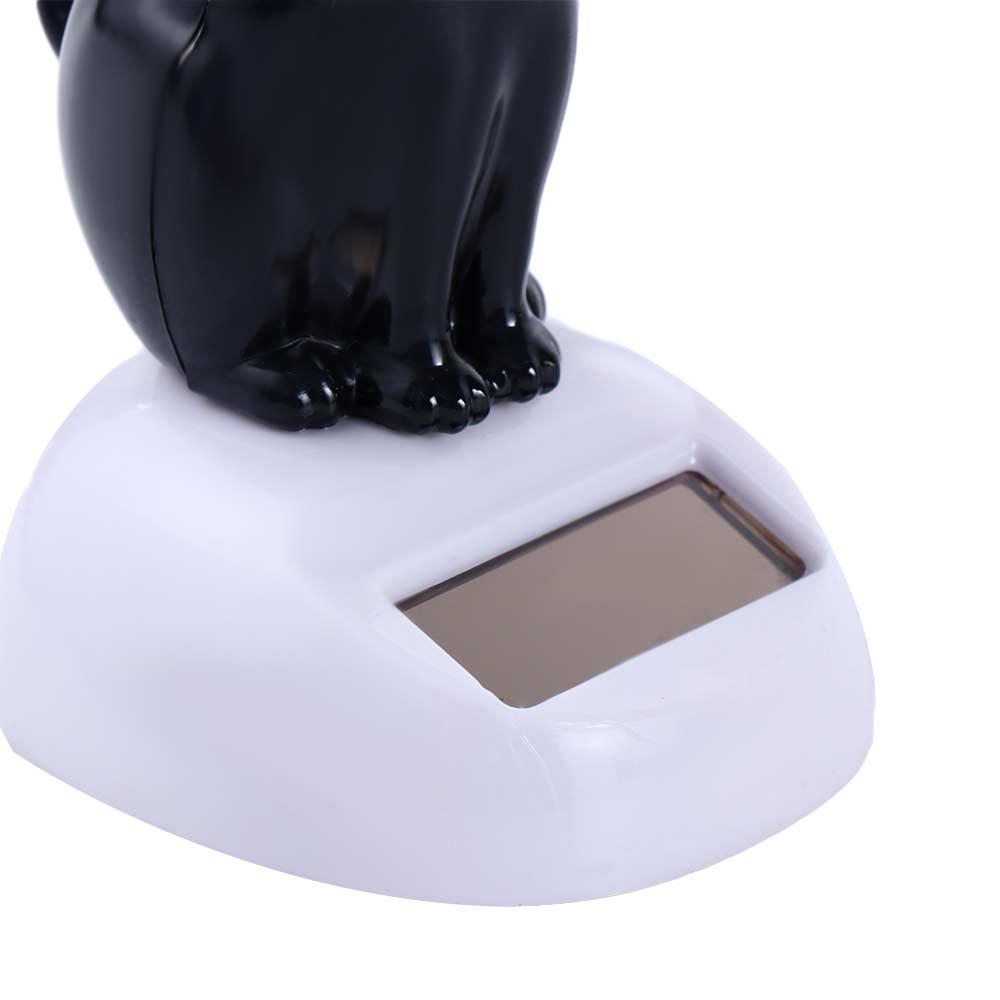 Eco Friendly Ornament Black Bobble Head Doll Solar Toy Doll Dancing Cat Figure Shaking Head Cat