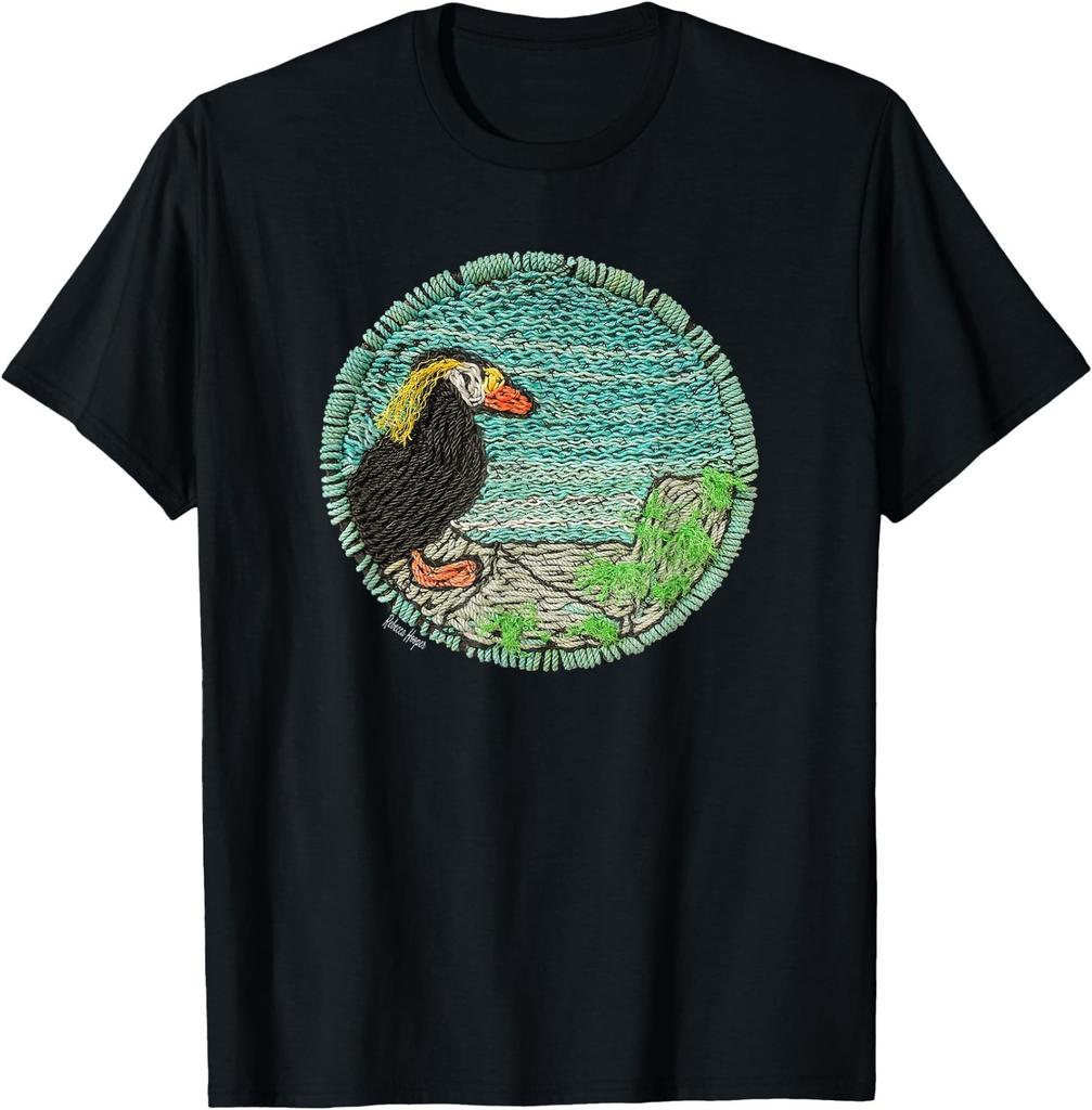Tufted Puffin Coastal Wildlife Art by Rebecca Hooper T-Shirt