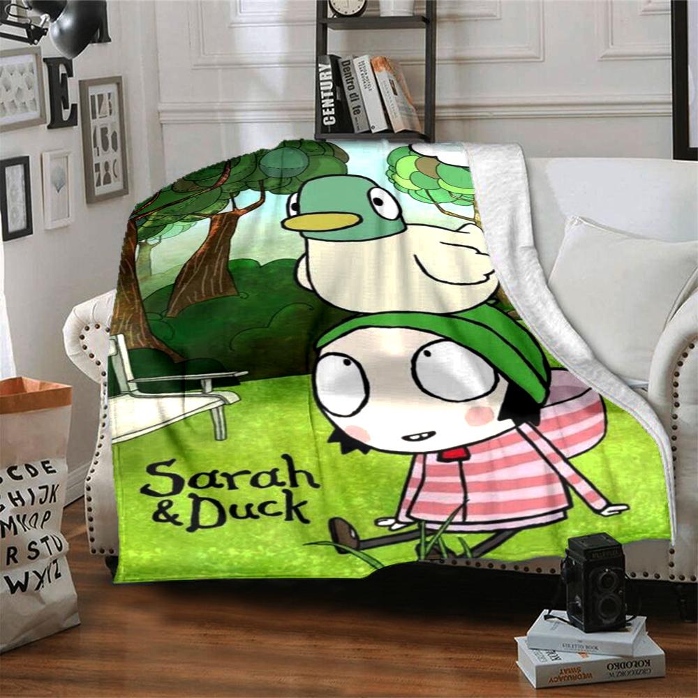 Sarah & Duck Theme Printed Blanket - Perfect for Couch, Bed, Travel & Outdoor Use | Machine Washable, Cozy & Durable.